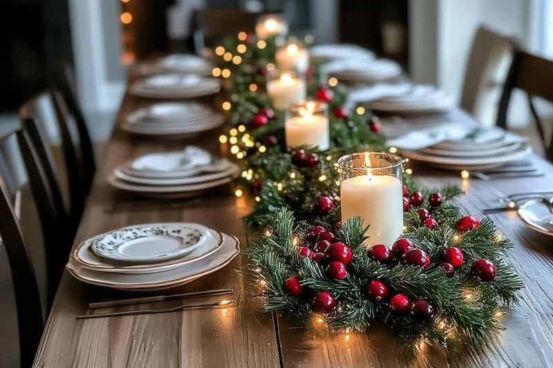 christmas table centerpiece- garlands