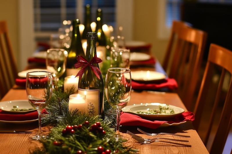 christmas table decor- buffet table