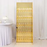 5ft Gold Mirror Finish 5-Tier 40 Champagne Glass Holder Wall Stand, Foam Board Wine Glass Standing