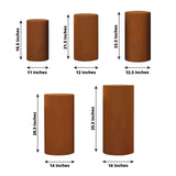 Set of 5 Cinnamon Brown Cylinder Stretch Fitted Pedestal Pillar Prop Covers