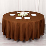 108" Cinnamon Brown Polyester Round Tablecloth