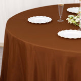 108" Cinnamon Brown Polyester Round Tablecloth