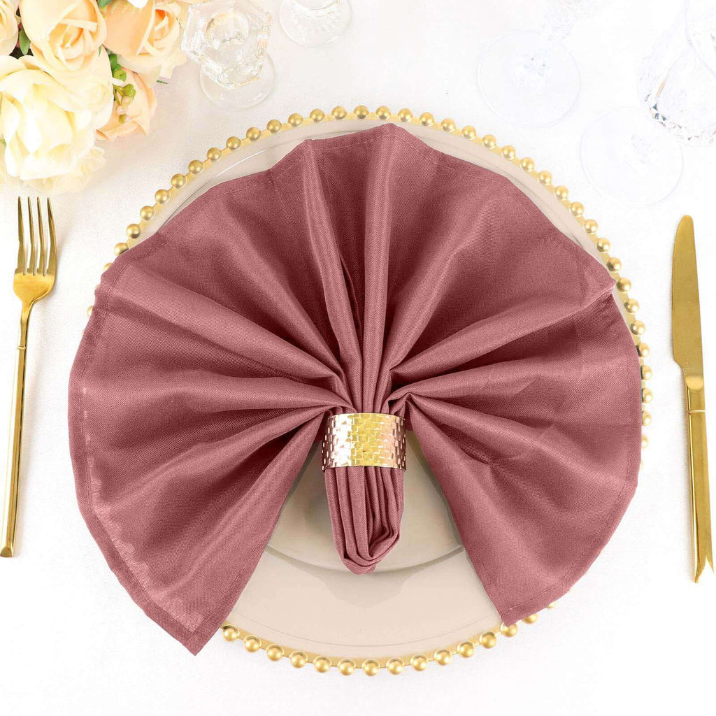 5 Pack Cinnamon Rose Polyester Dinner Napkins