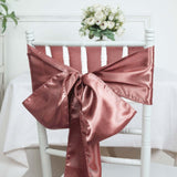 5 Pack | Cinnamon Rose Satin Chair Sashes - 6inch x 106inch