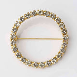 2inch Gold Diamond Circle Metal Chair Sash Bow Pin, Rhinestone Chair Wrap Band Buckle Brooch