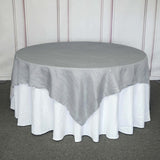 90 inch x 90inch Accordion Crinkle Taffeta Table Overlay - Silver