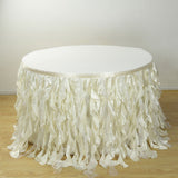 17FT Ivory Curly Willow Taffeta Table Skirt