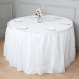 14ft White Ruffled Plastic Disposable Table Skirt, Waterproof Spill Proof Outdoor/Indoor Table Skirt