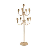 9-Arm Gold Metal Candelabra Candle Holder, Floor Standing Taper Candlestick Stand#whtbkgd