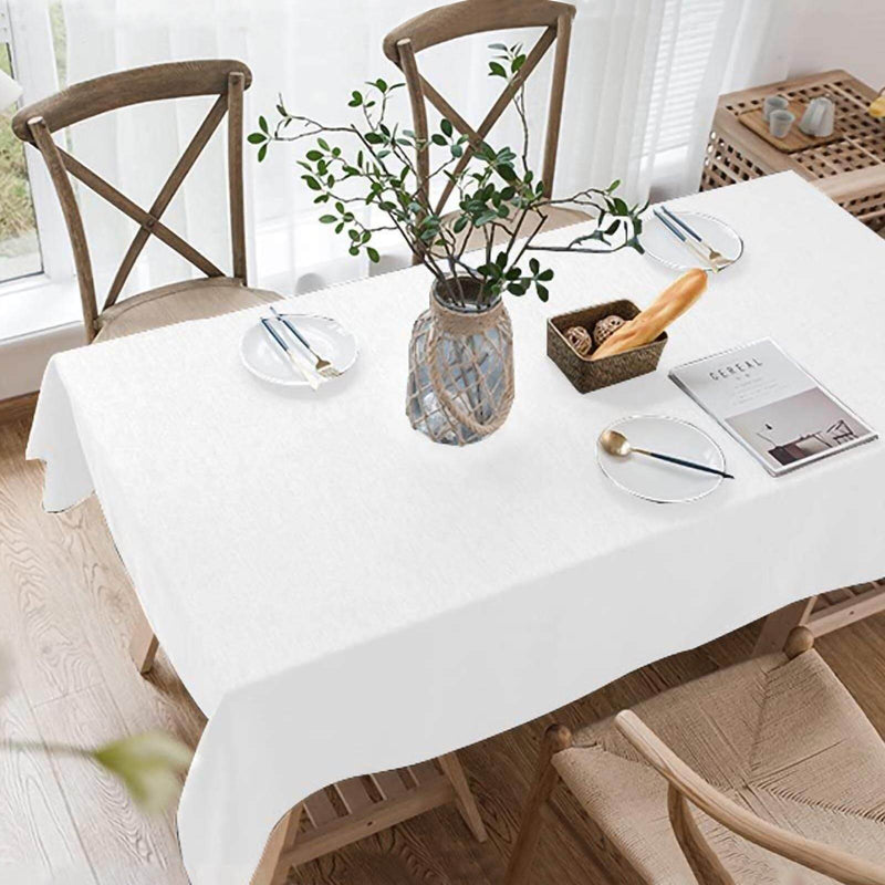 White tablecloth on a dining table