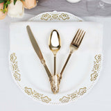 24 Pack | Metallic Gold Baroque Style Heavy Duty Plastic Silverware Set