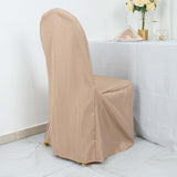 Nude Polyester Banquet Chair Cover, Reusable Stain Resistant Slip On Chair Cover