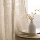 2 Pack | Handmade Beige Faux Linen Curtains 52x96inch Curtain Panels With Chrome Grommets