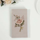 20 Pack Vintage Pink Ivory Rose Print Disposable Napkins, Soft 2-Ply Elegant Garden