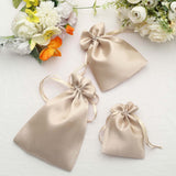 12 Pack | 6inch x 9inch Beige Satin Drawstring Wedding Party Favor Gift Bags