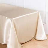 90"x156" Beige Satin Rectangular Tablecloth