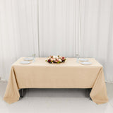 Beige Seamless Premium Polyester Rectangular Tablecloth - 220GSM