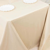 90x132inch Beige Premium Scuba Wrinkle Free Rectangular Tablecloth Seamless Polyester Tablecloth