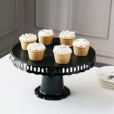 4 Pack | 13inch Black Round Footed Reusable Plastic Pedestal Cake Stands