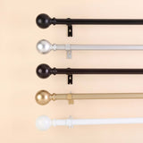 42-126inch Adjustable Curtain Rod Sets, Black, Round Finials