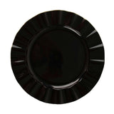 10 Pack | 11 Black Disposable Dinner Plates With Gold Ruffled Rim, Plastic Party Plates#whtbkgd