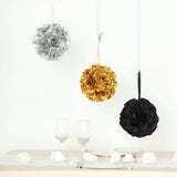 2 Pack | 7inch Black Artificial Silk Rose Flower Ball, Silk Kissing Ball