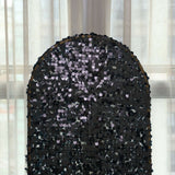 5ft Sparkly Black Double Sided Big Payette Sequin Chiara Backdrop Stand Cover For Fitted Round Top