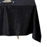 90x132inch Black Seamless Premium Velvet Rectangle Tablecloth, Reusable Linen