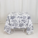 Polyester 70x70inch Table Overlay White - Black French Toile Pattern for Stylish Events