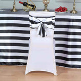 5 Pack | 6" x 108 " | Black & White | Stripe Satin Chair Sashes