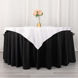 54" White Premium Scuba Wrinkle Free Square Table Overlay, Scuba Polyester Table Topper