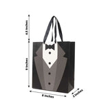 12 Pack White Black Tuxedo Premium Paper Party Favor Goodie Bags With Satin Handles Reusable Wedding