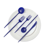 50 Pack | Royal Blue Premium Plastic Silverware Set, Heavy Duty Disposable Sleek Utensil Cutlery