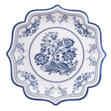 25 Pack White Blue Disposable Party Plates in French Toile Floral Pattern, 10inch Paper#whtbkgd