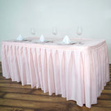 21ft Blush/Rose Gold Pleated Polyester Table Skirt, Banquet Folding Table Skirt