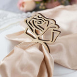 10 Pack | 4inch Natural Wood Laser Cut Rose Design Rustic Napkin Rings