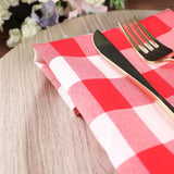 5 Pack | Red/White Buffalo Plaid Cloth Dinner Napkins, Gingham Style | 15x15Inch