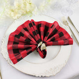 5 Pack | Black/Red Buffalo Plaid Cloth Dinner Napkins, Gingham Style | 15x15Inch