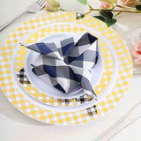 5 Pack | Navy Blue/White Buffalo Plaid Cloth Dinner Napkins, Gingham Style | 15x15Inch