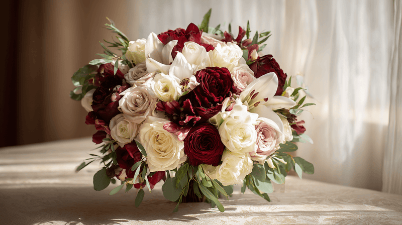 Classic Burgundy Ivory Bridal Bouquet