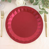 12inch Round Burgundy Geometric Foil Paper Charger Plates, Disposable Serving Trays - 400 GSM