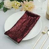 20Inchx20Inch Burgundy Premium Sequin Cloth Dinner Napkin | Reusable Linen