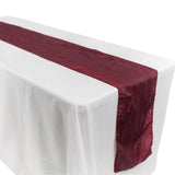 Accordion Crinkle Taffeta Table Runner - Burgundy#whtbkgd