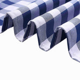 108" White Navy Blue Buffalo Plaid Round Tablecloth, Checkered Gingham Polyester Tablecloth