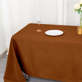 72"x120" Cinnamon Brown Polyester Rectangle Tablecloth, Reusable Linen Tablecloth