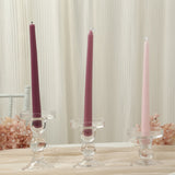 Set of 3 Clear Premium Glass Taper Candle Holders with Round Candle Tray