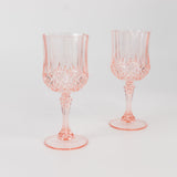 6 Pack 8oz Blush Crystal Cut Reusable Plastic Cocktail Goblets, Shatterproof Wine Glasses