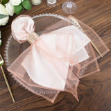 10 Pack | Dusty Rose Sheer Organza Decorative Dinner Table Napkins - 23x23inch