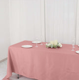 72"x120" Dusty Rose Polyester Rectangle Tablecloth, Reusable Linen Tablecloth