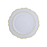 10 Pack Clear Economy Plastic Charger Plates With Gold Scalloped Rim, 13inch Round#whtbkgd